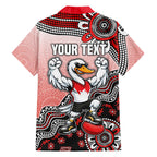 Personalized Sydney Swans Football Mascot Hawaiian Shirt Aboriginal Dot Art Style Vibrant Indigenous Pattern Design
