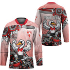 Personalized Sydney Swans Football Mascot Hockey Jersey Aboriginal Dot Art Style Vibrant Indigenous Pattern Design
