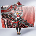 Personalized Sydney Swans Football Mascot Hooded Blanket Aboriginal Dot Art Style Vibrant Indigenous Pattern Design
