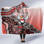 Personalized Sydney Swans Football Mascot Hooded Blanket Aboriginal Dot Art Style Vibrant Indigenous Pattern Design