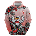 Personalized Sydney Swans Football Mascot Hoodie Aboriginal Dot Art Style Vibrant Indigenous Pattern Design