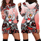 Personalized Sydney Swans Football Mascot Hoodie Dress Aboriginal Dot Art Style Vibrant Indigenous Pattern Design
