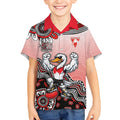 Personalized Sydney Swans Football Mascot Kid Hawaiian Shirt Aboriginal Dot Art Style Vibrant Indigenous Pattern Design