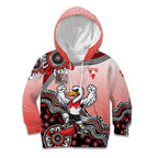 Personalized Sydney Swans Football Mascot Kid Hoodie Aboriginal Dot Art Style Vibrant Indigenous Pattern Design