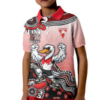 Personalized Sydney Swans Football Mascot Kid Polo Shirt Aboriginal Dot Art Style Vibrant Indigenous Pattern Design