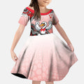 Personalized Sydney Swans Football Mascot Kid Short Sleeve Dress Aboriginal Dot Art Style Vibrant Indigenous Pattern Design