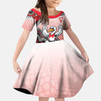 Personalized Sydney Swans Football Mascot Kid Short Sleeve Dress Aboriginal Dot Art Style Vibrant Indigenous Pattern Design