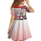 Personalized Sydney Swans Football Mascot Kid Short Sleeve Dress Aboriginal Dot Art Style Vibrant Indigenous Pattern Design