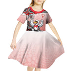 Personalized Sydney Swans Football Mascot Kid Short Sleeve Dress Aboriginal Dot Art Style Vibrant Indigenous Pattern Design