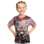 Personalized Sydney Swans Football Mascot Kid T Shirt Aboriginal Dot Art Style Vibrant Indigenous Pattern Design