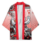 Personalized Sydney Swans Football Mascot Kimono Aboriginal Dot Art Style Vibrant Indigenous Pattern Design