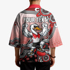 Personalized Sydney Swans Football Mascot Kimono Aboriginal Dot Art Style Vibrant Indigenous Pattern Design