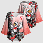Personalized Sydney Swans Football Mascot Kimono Sleeve Blouse Aboriginal Dot Art Style Vibrant Indigenous Pattern Design