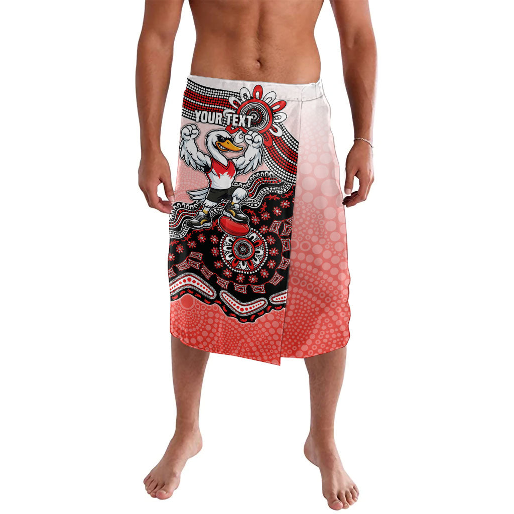 Personalized Sydney Swans Football Mascot Lavalava Aboriginal Dot Art Style Vibrant Indigenous Pattern Design