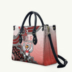 Personalized Sydney Swans Football Mascot Leather Bag Aboriginal Dot Art Style Vibrant Indigenous Pattern Design