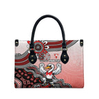 Personalized Sydney Swans Football Mascot Leather Bag Aboriginal Dot Art Style Vibrant Indigenous Pattern Design