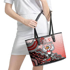 Personalized Sydney Swans Football Mascot Leather Tote Bag Aboriginal Dot Art Style Vibrant Indigenous Pattern Design