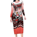 Personalized Sydney Swans Football Mascot Long Sleeve Bodycon Dress Aboriginal Dot Art Style Vibrant Indigenous Pattern Design