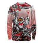 Personalized Sydney Swans Football Mascot Long Sleeve Shirt Aboriginal Dot Art Style Vibrant Indigenous Pattern Design