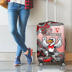 Personalized Sydney Swans Football Mascot Luggage Cover Aboriginal Dot Art Style Vibrant Indigenous Pattern Design