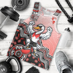 Personalized Sydney Swans Football Mascot Men Tank Top Aboriginal Dot Art Style Vibrant Indigenous Pattern Design