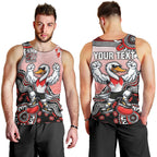 Personalized Sydney Swans Football Mascot Men Tank Top Aboriginal Dot Art Style Vibrant Indigenous Pattern Design