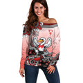 Personalized Sydney Swans Football Mascot Off Shoulder Sweater Aboriginal Dot Art Style Vibrant Indigenous Pattern Design
