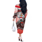 Personalized Sydney Swans Football Mascot Off The Shoulder Long Sleeve Dress Aboriginal Dot Art Style Vibrant Indigenous Pattern Design