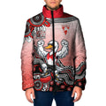 Personalized Sydney Swans Football Mascot Padded Jacket Aboriginal Dot Art Style Vibrant Indigenous Pattern Design