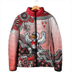 Personalized Sydney Swans Football Mascot Padded Jacket Aboriginal Dot Art Style Vibrant Indigenous Pattern Design