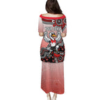 Personalized Sydney Swans Football Mascot Puletasi Aboriginal Dot Art Style Vibrant Indigenous Pattern Design