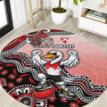 Personalized Sydney Swans Football Mascot Round Carpet Aboriginal Dot Art Style Vibrant Indigenous Pattern Design