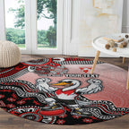 Personalized Sydney Swans Football Mascot Round Carpet Aboriginal Dot Art Style Vibrant Indigenous Pattern Design