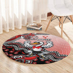 Personalized Sydney Swans Football Mascot Round Carpet Aboriginal Dot Art Style Vibrant Indigenous Pattern Design