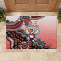Personalized Sydney Swans Football Mascot Rubber Doormat Aboriginal Dot Art Style Vibrant Indigenous Pattern Design