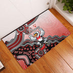 Personalized Sydney Swans Football Mascot Rubber Doormat Aboriginal Dot Art Style Vibrant Indigenous Pattern Design