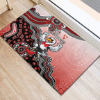 Personalized Sydney Swans Football Mascot Rubber Doormat Aboriginal Dot Art Style Vibrant Indigenous Pattern Design