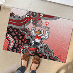 Personalized Sydney Swans Football Mascot Rubber Doormat Aboriginal Dot Art Style Vibrant Indigenous Pattern Design