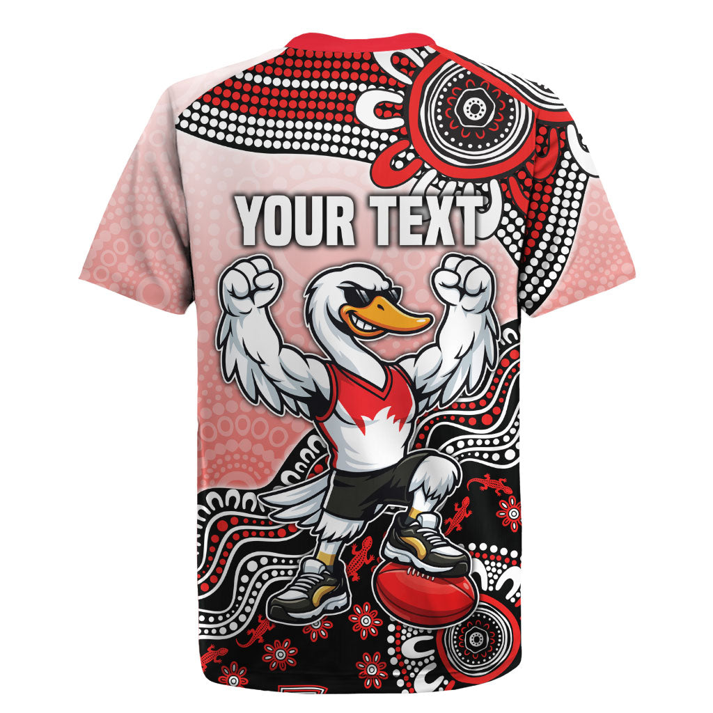 Personalized Sydney Swans Football Mascot Rugby Jersey Aboriginal Dot Art Style Vibrant Indigenous Pattern Design