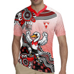 Personalized Sydney Swans Football Mascot Rugby Jersey Aboriginal Dot Art Style Vibrant Indigenous Pattern Design
