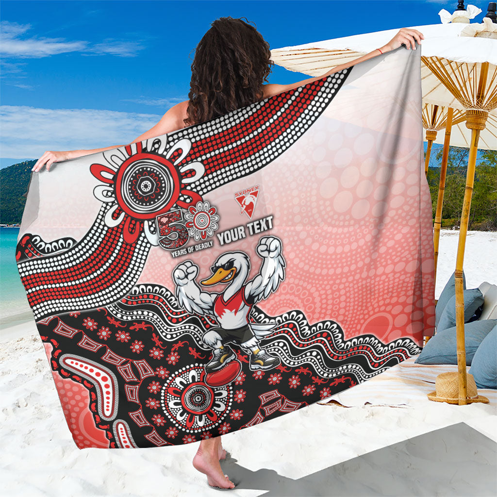 Personalized Sydney Swans Football Mascot Sarong Aboriginal Dot Art Style Vibrant Indigenous Pattern Design