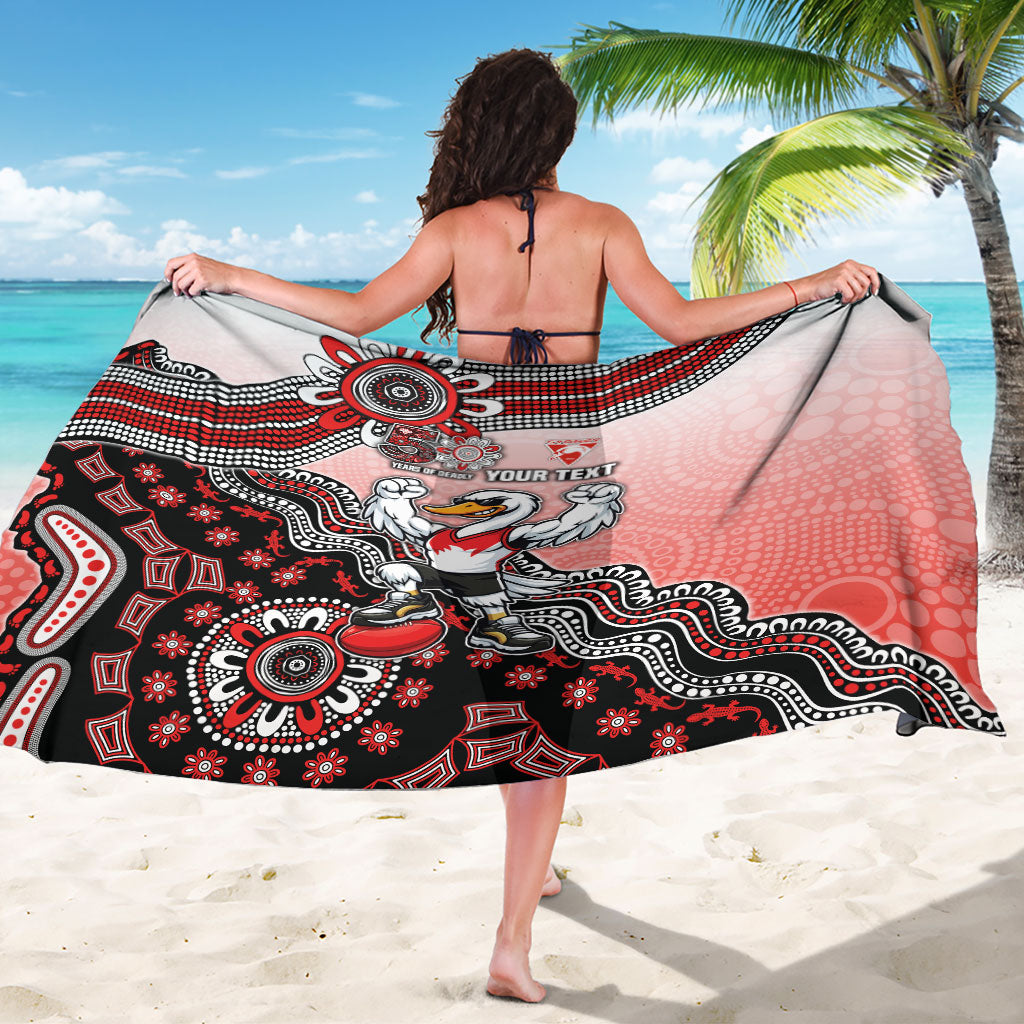 Personalized Sydney Swans Football Mascot Sarong Aboriginal Dot Art Style Vibrant Indigenous Pattern Design