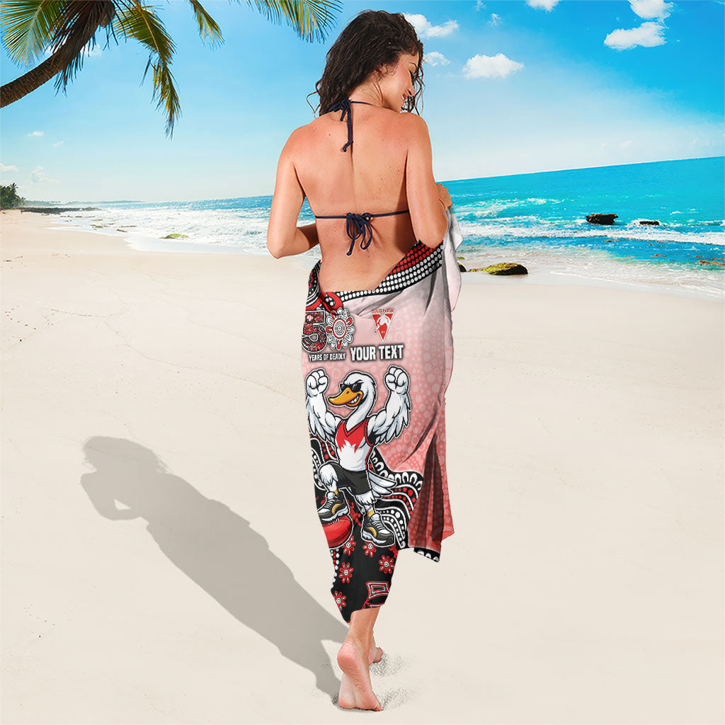 Personalized Sydney Swans Football Mascot Sarong Aboriginal Dot Art Style Vibrant Indigenous Pattern Design