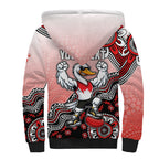 Personalized Sydney Swans Football Mascot Sherpa Hoodie Aboriginal Dot Art Style Vibrant Indigenous Pattern Design