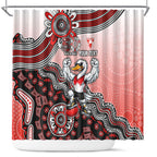 Personalized Sydney Swans Football Mascot Shower Curtain Aboriginal Dot Art Style Vibrant Indigenous Pattern Design