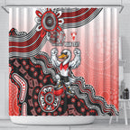 Personalized Sydney Swans Football Mascot Shower Curtain Aboriginal Dot Art Style Vibrant Indigenous Pattern Design