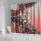 Personalized Sydney Swans Football Mascot Shower Curtain Aboriginal Dot Art Style Vibrant Indigenous Pattern Design