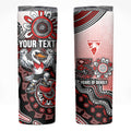 Personalized Sydney Swans Football Mascot Skinny Tumbler Aboriginal Dot Art Style Vibrant Indigenous Pattern Design
