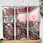 Personalized Sydney Swans Football Mascot Skinny Tumbler Aboriginal Dot Art Style Vibrant Indigenous Pattern Design