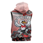 Personalized Sydney Swans Football Mascot Sleeveless Hoodie Aboriginal Dot Art Style Vibrant Indigenous Pattern Design